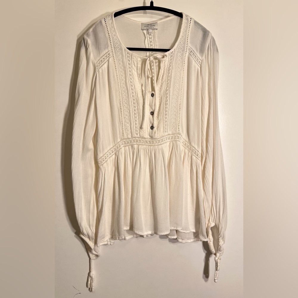 Lucky Brand Long Sleeve White Blouse